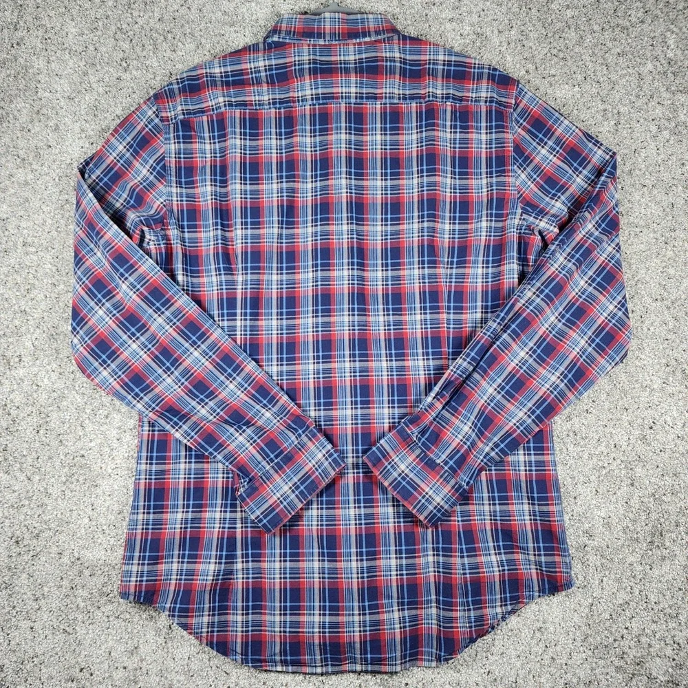 Banana Republic Button Down Mens L Slim Fit Soft Wash Plaid Shirt Excellent